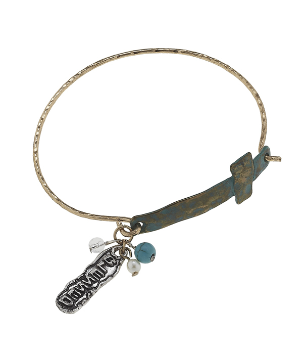 Handmade cross wire bangle bracelet