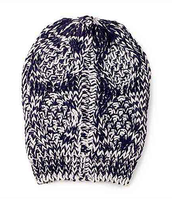 TWO TONE KNIT BEANIE - 100% ACRYLIC