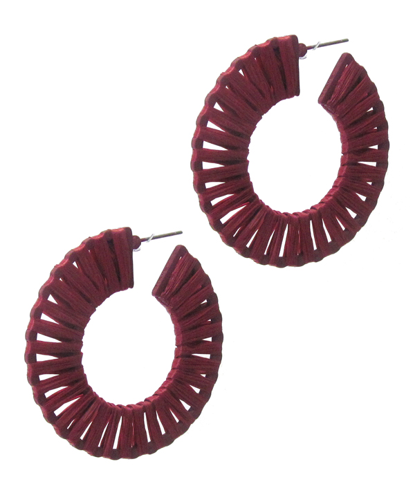 Raffia wrap hoop earring