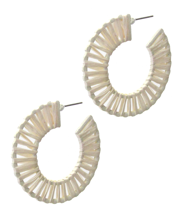Raffia wrap hoop earring