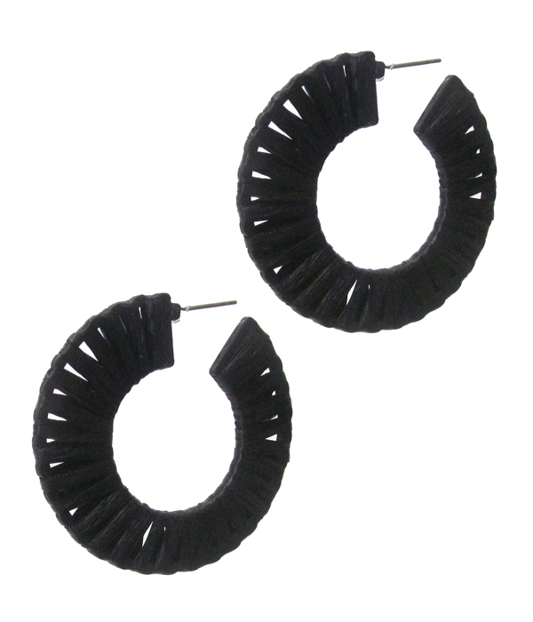 Raffia wrap hoop earring