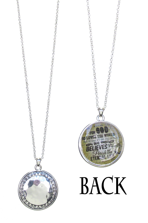 Religious inspiration double sided pendant necklace