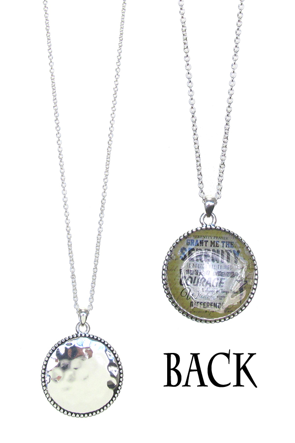 Religious inspiration double sided pendant necklace