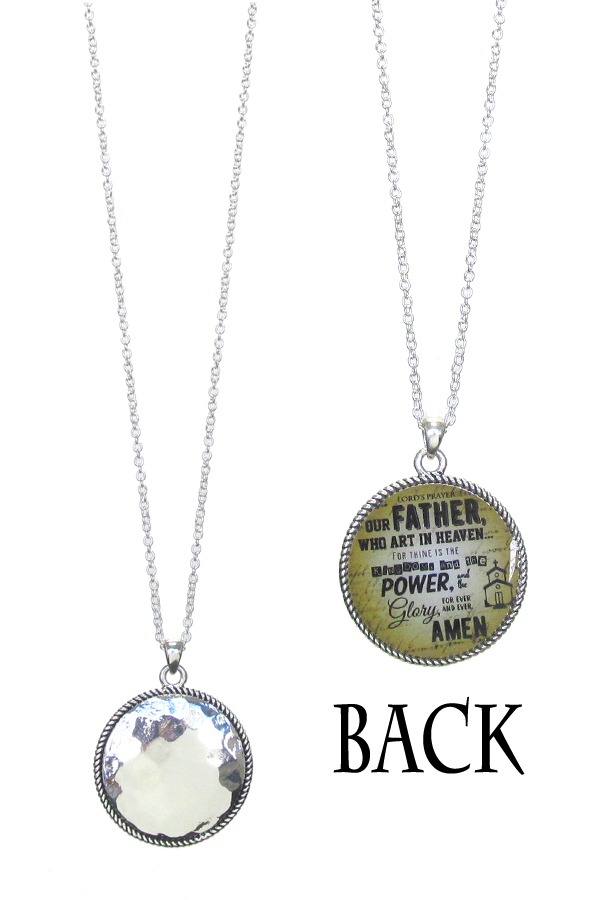 Religious inspiration double sided pendant necklace