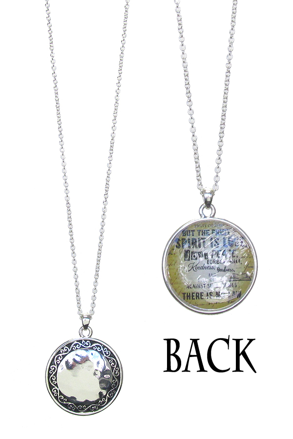 Religious inspiration double sided pendant necklace
