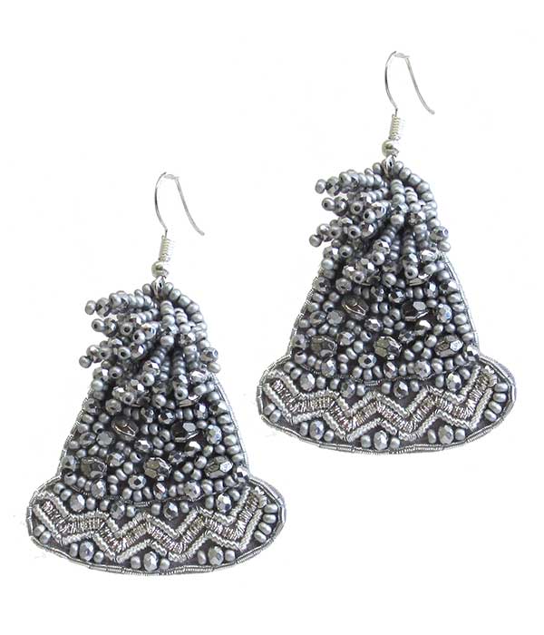 Handmade multi seedbead earring - snow hat