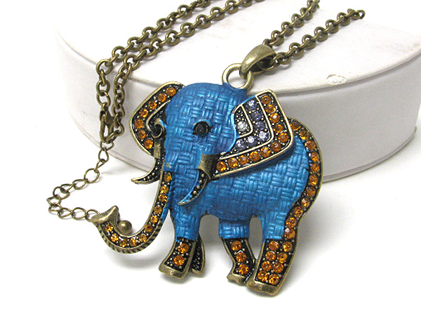 Crystal and epoxy deco multi owl link necklace earring set