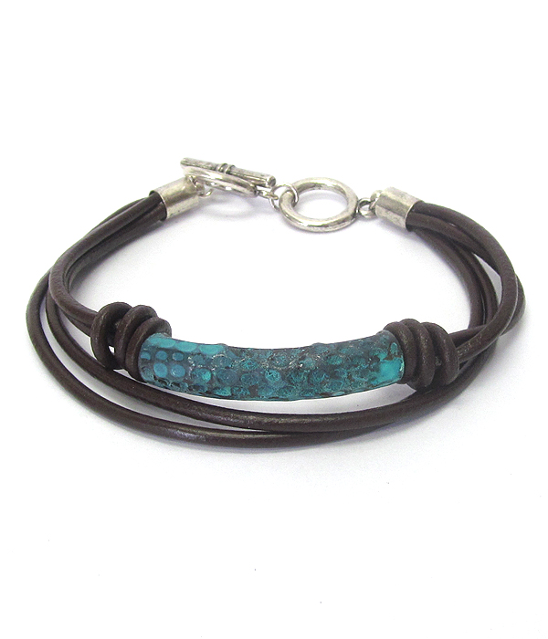 Metal tube and multi cord toggle bracelet