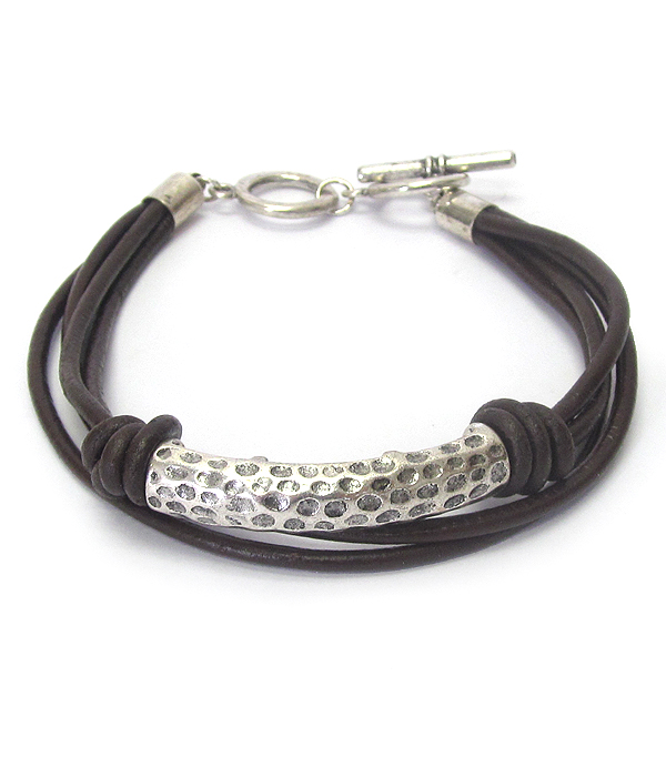 Metal tube and multi cord toggle bracelet