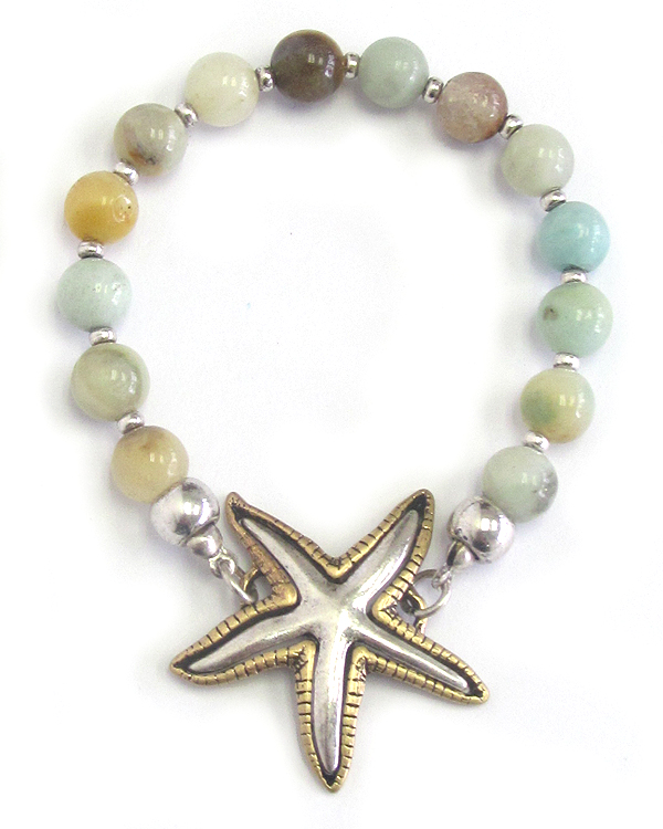 Starfish and ball link stretch bracelet