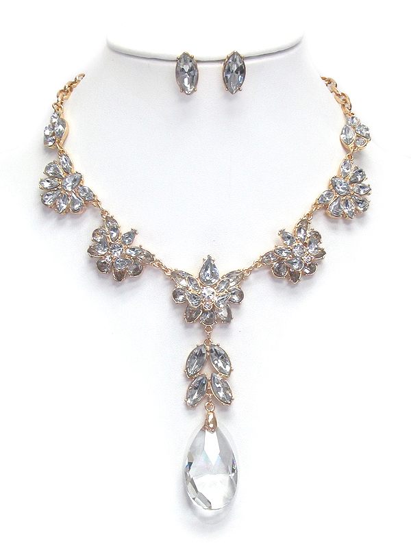 Facet stone and crystal necklace set