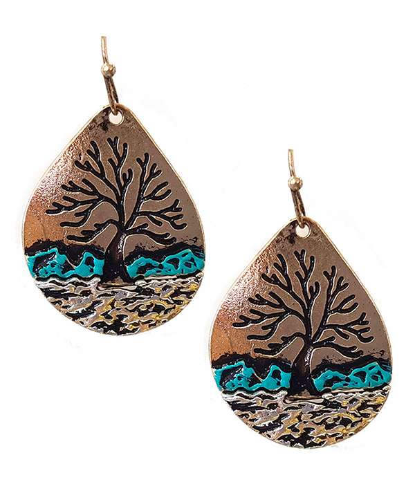 Tree of life teardrop earring