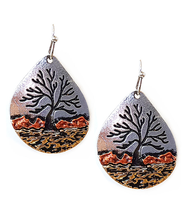 Tree of life teardrop earring