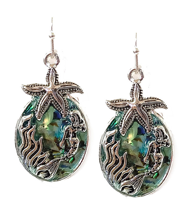 SEALIFE THEME ABALONE STARFISH EARRING - MERMAID