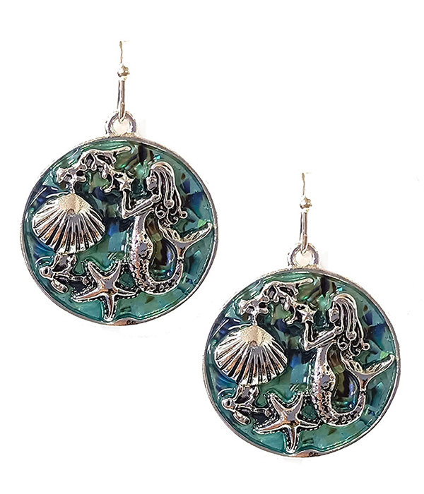 SEALIFE THEME ABALONE MERMAID EARRING