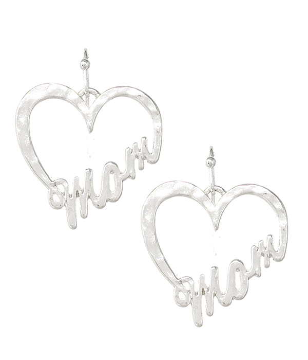 Mother theme metal heart earring - mom