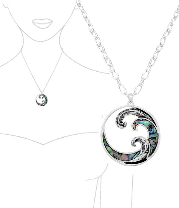 ABALONE WAVE PENDANT NECKLACE