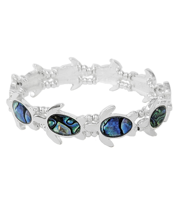 Abalone turtle stretch bracelet