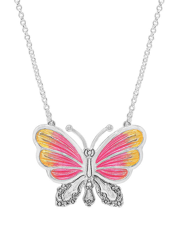 Spoon textured butterfly necklace