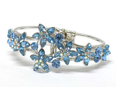 Crystal deco flower pattern hinge bangle