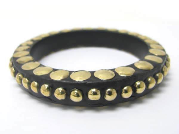 Metal stud wood bangle