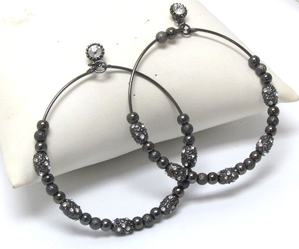 Multi metal beads thread hoop earring - hoops