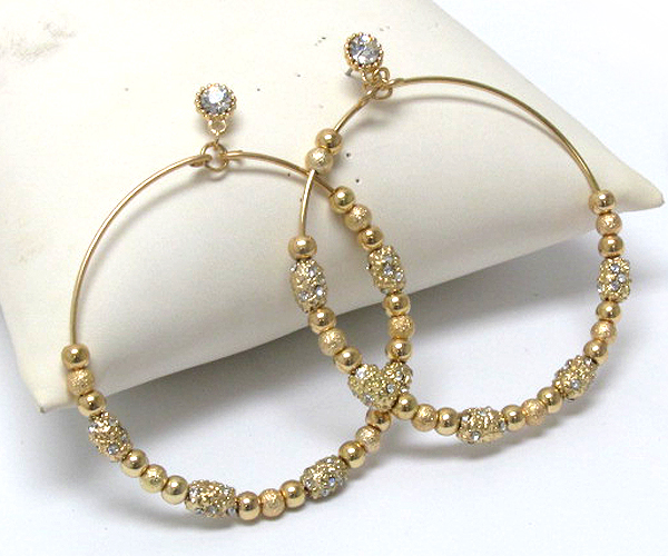 Multi metal beads thread hoop earring - hoops