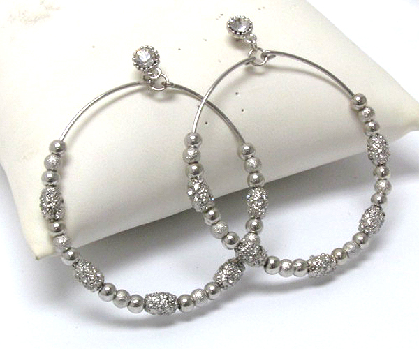 Multi metal beads thread hoop earring - hoops