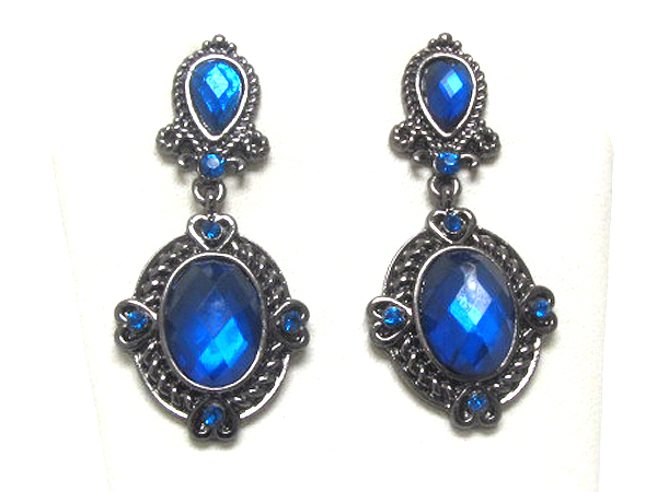 Vintage look acryl and crystal earring