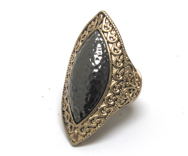 Pepple metal textured metal long finger ring