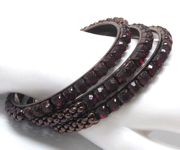 3 row crystal metal bangle set