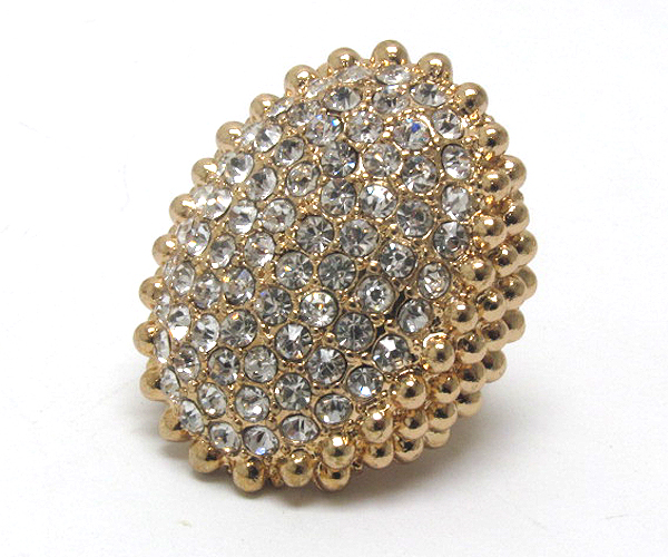Puffy style crystal and metal ball combo stretch ring