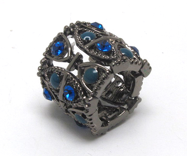 Crystal stud stretch finger band ring