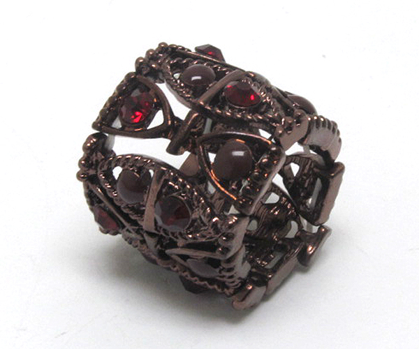 Crystal stud stretch finger band ring