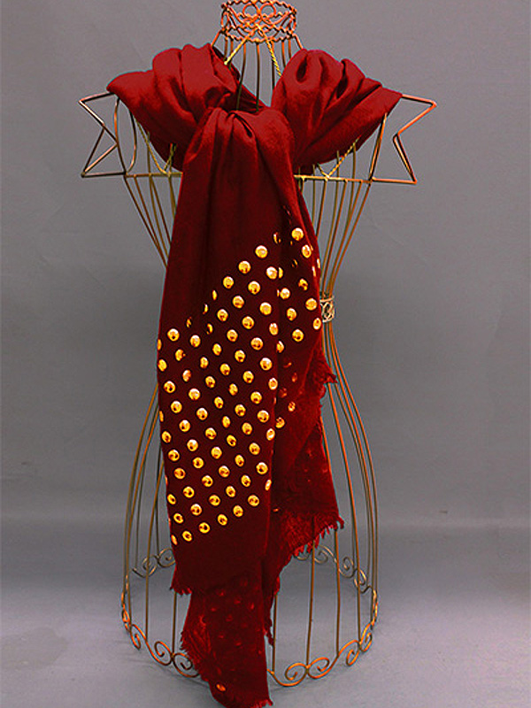 Round flat gold dots polyestere wide scarf