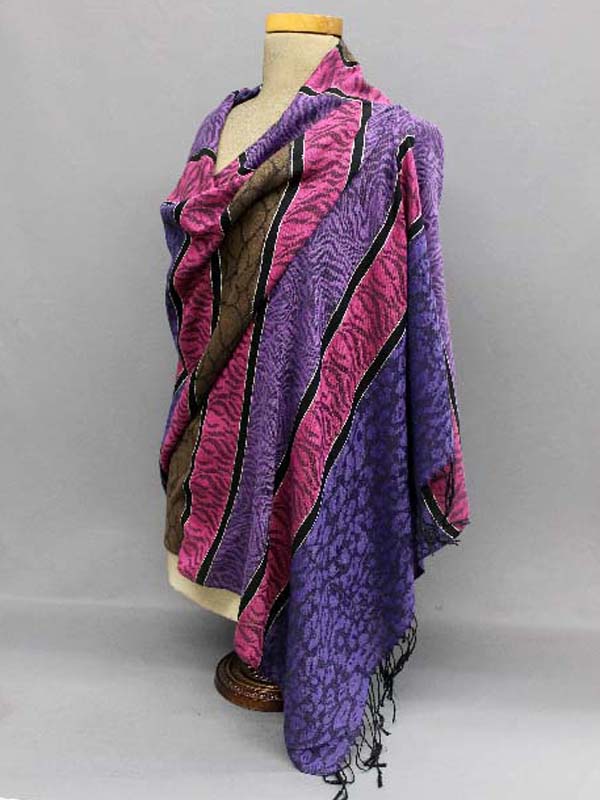 Stripe and animal pattern poly lurex