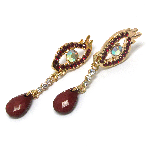 Crystal evileye and teardrop stone earring