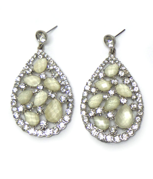 Cluster teardrop crystals earring