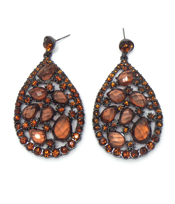 Cluster teardrop crystals earring