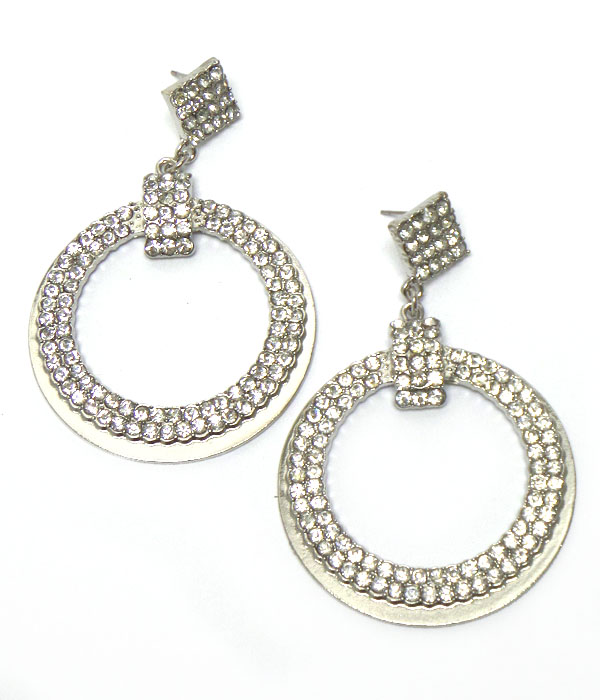 Two circles of crystals hook earrings