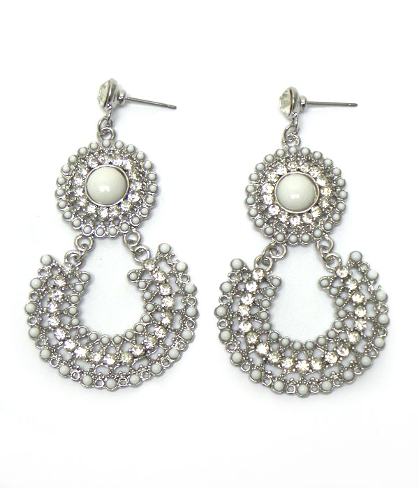 Stone drop post hook earrings 