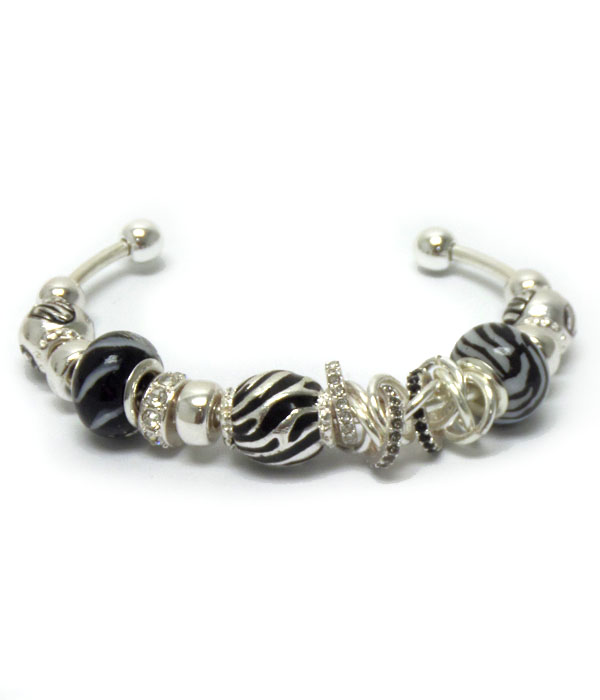 Zebra multi beads cuff bracelet 