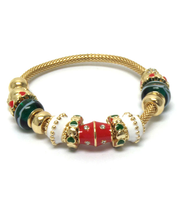 Pandora style  christmas theme mult ibeads bracelet