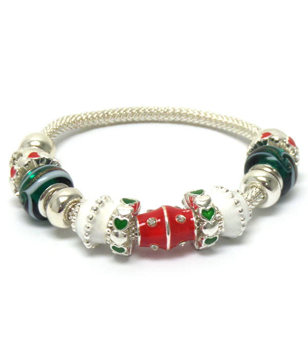 Pandora style christmas theme multibeads bracelet