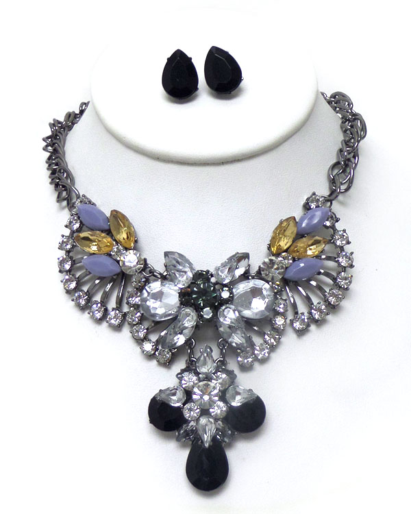 Multi crystals chain necklace set