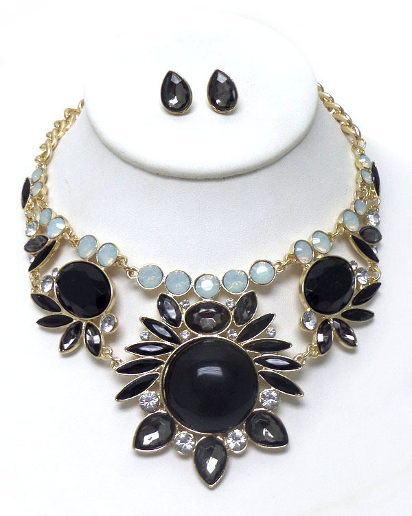 Layer pearl and chain necklace set