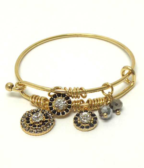 Ball chain with stone cahrm bangle bracelet