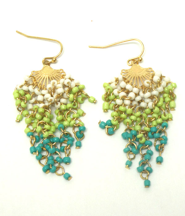 Seed bead drop hook earrings