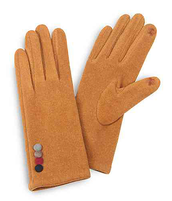 Button deco faux suede gloves - 100% polyester