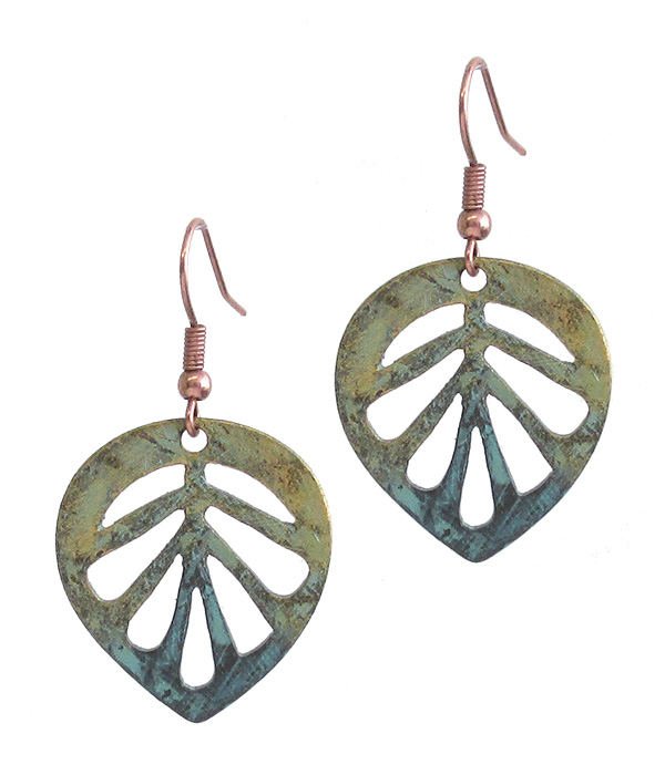 SCRATCH METAL LEAF EARRING - BRASS METAL